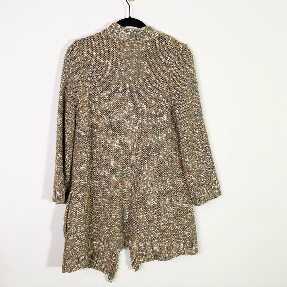 Sparrow Anthropologie Linen Wool Blend Open Front Knit Long Cardigan Sweater
